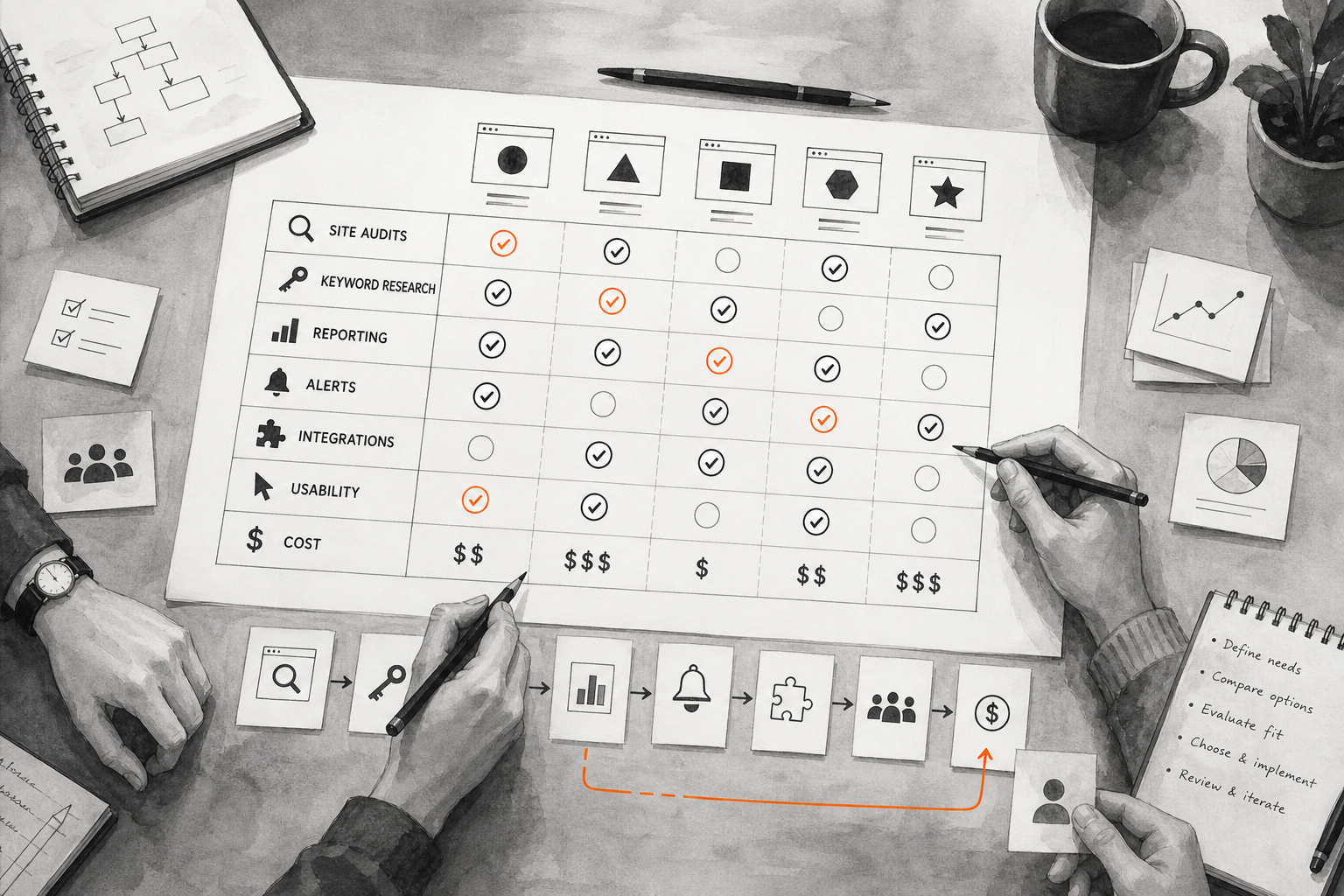 Criteria for comparing SEO software for small business workflows and priorities