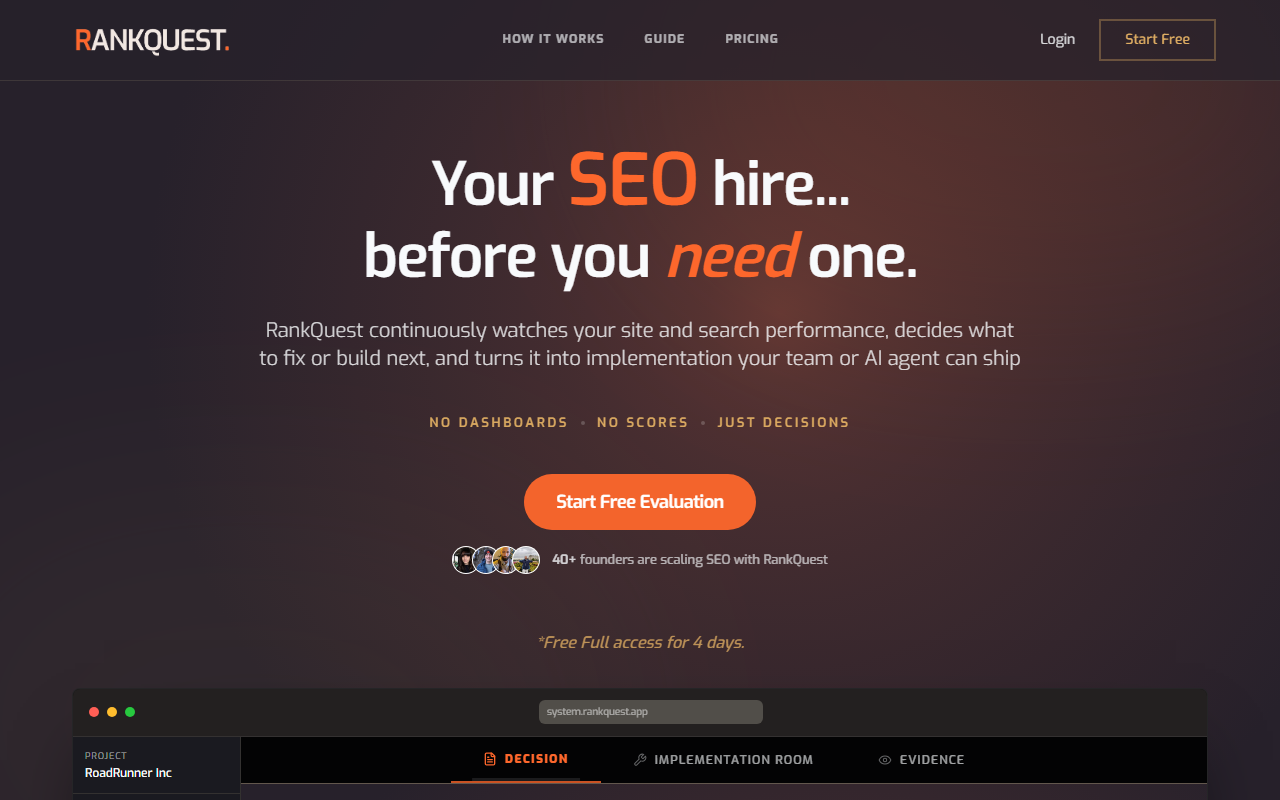 RankQuest product interface