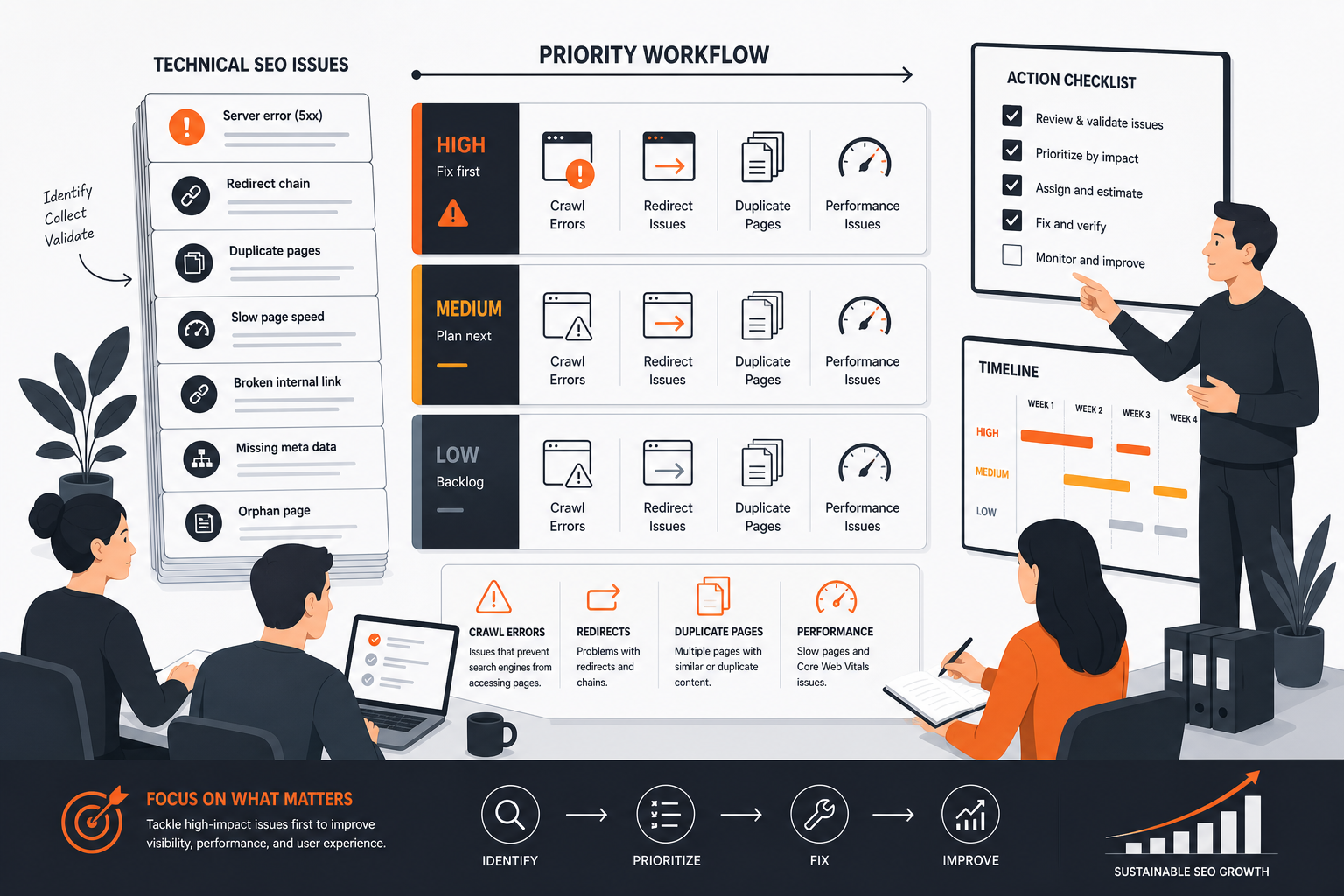 How small teams prioritize technical SEO issues in an audit tool